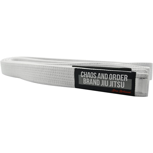 Chaos and Order Premium Jiu-Jitsu Rank Belt - White